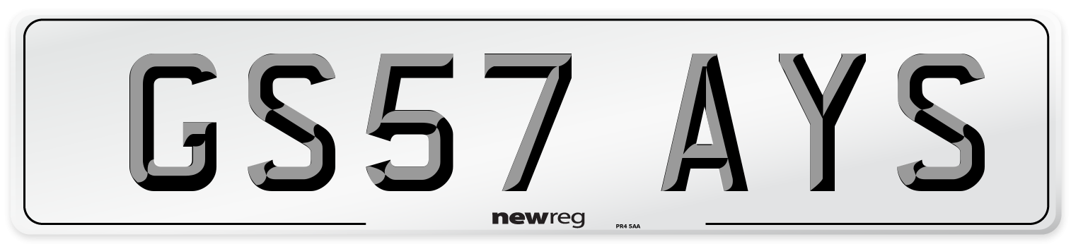 GS57 AYS Number Plate from New Reg